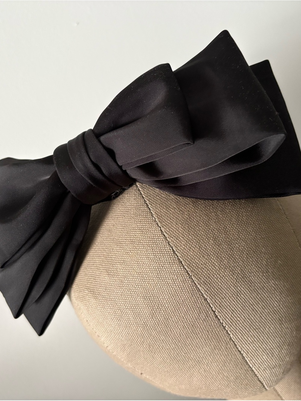 Black Bow Satin Headband for Women